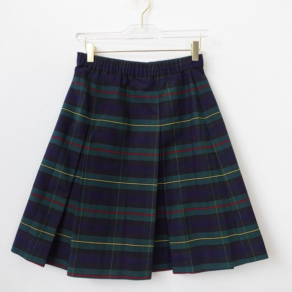 VINTAGE Uniform Skirt Teens Girl 12 Mini Pleated Blue Plaid School Academia‎ Y2K - Picture 1 of 8